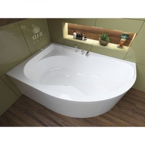 Baignoire Bain d'angle 170x110 Gauche avec tablier en acrylique, Siphon de bain et pieds (support) - Set 4en1 - Fabriqué en ue Badland dora