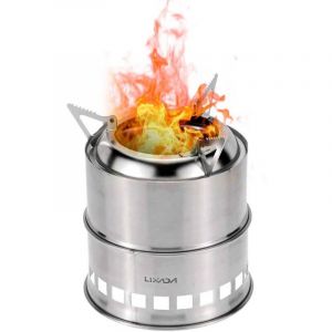 Portable r&eacute;chaud Camping Alcool Bois Po&ecirc;le en Acier Inoxydable Cuisine Grill pour la randonn&eacute;e, Le Pique-Nique, Le Camping