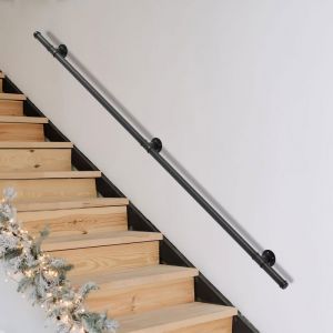 Einfeben - Rampe Escalier Main Courante Rampe d'escalier Antidérapante Métal Acier Galvanisé Fonte pour Intérieur Extérieur 200cm