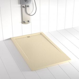 Receveur de douche Resine FLOW Creme (grille coloure)- 70x130 cm - Grille + Valve OFFERTE