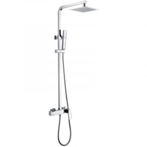 Barre de douche extensible avec levier unique - Colonne de douche - Robinetterie de salle de bain avec douchette et poignée de douche Couleur Chrome