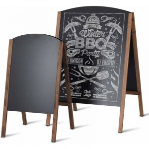 Porte-Affiche sur Pied Noir Double Face en mdf, Panneau Publicitaire Tableau de Menu pour Restaurant, Caf&eacute;, Magasin (60 x 65 x 97 cm) - Relax4life