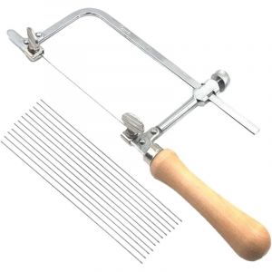 Jalleria - Scie &agrave; Chantourner, Scie &agrave; Bijoux &agrave; Cadre R&eacute;glable Scie &agrave; M&eacute;taux Manuelle Scie &agrave; Main pour Cadre de Scie avec 12 Lames de Scie Coupe