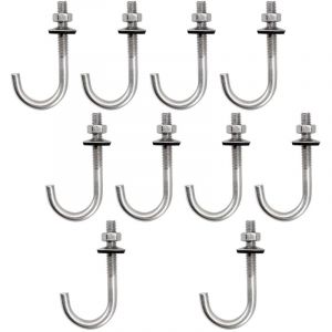 (10 pi&egrave;ces) Boulon d'ancrage de toit M6x50x150mm en acier inoxydable 304, crochet en J, crochet mural, crochets &agrave; tige longue avec &eacute;crou hexagonal,