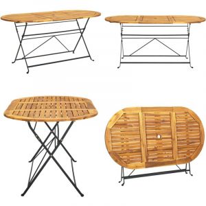 Vidaxl - Table de jardin 160x85x74 cm Bois d'acacia massif Ovale - Table De Jardin - Table D'extérieur - Acacia - Mobilier De Jardin - Table Pliante