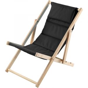 Kadax - Coussin Pliant de Transat de Plage de Jardin en Bois Noir Fabricant de Vernis