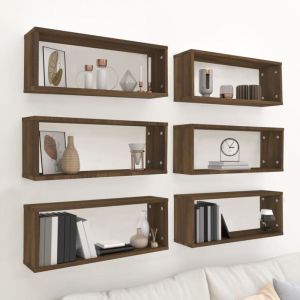 Maison Chic - Lot de 6 Étagères murales cube Armoire murale Meuble Étagère Chêne marron 60x15x23 cm Bois 14829