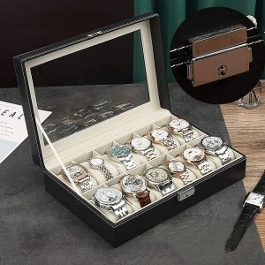 Hofuton Bo&icirc;te &agrave; Montres, Pr&eacute;sentoir &agrave; Montres, Coffret &agrave; Montres, Bo&icirc;te &agrave; Montres avec 12 Emplacements, Bo&icirc;te de rangement avec Doublure en Velours