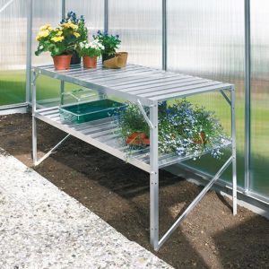 Table de culture aluminium avec 2 plateaux, Couleur Aluminium