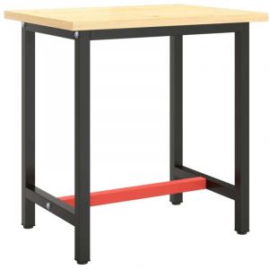 Cadre de banc de travail Noir et rouge mat 70x50x79 cm M&eacute;tal CFW54222