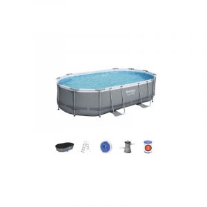 Bestway - 56448 Steel Pro max piscine ovale hors sol 488x305x107 cm avec cadre pompe filtre e'chelle et bache