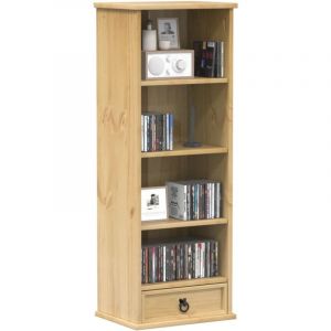 Armoire &agrave; CD-&Eacute;tag&egrave;re range CD-Meuble de rangement Corona 40x30x110 cm bois de pin massif 831402
