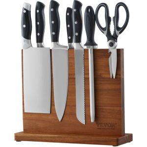 Mophorn - vevor Porte Couteaux Aimante Extra Puissant 32 cm Support Couteaux Magnetique Double-Face Bloc Couteau Multifonction en Bois deAcacia
