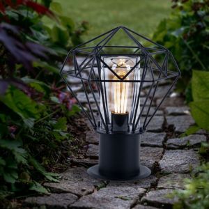 Lampadaire ext&eacute;rieur lampadaire ext&eacute;rieur jardin noir Lampadaire ext&eacute;rieur inox, abat-jour treillis design industriel, 1x E27, h 31,5 cm