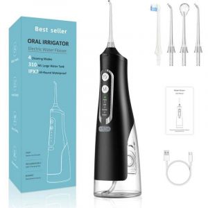Jet dentaire hydropulseur portable - 4 modes - R&eacute;servoir 310ml - IPX7 &eacute;tanche - Rechargeable voyage - Professionnel