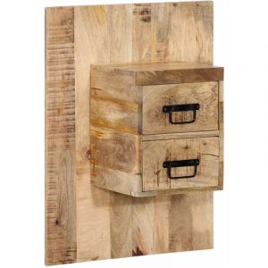 Table de chevet 60x32x80 cm bois massif de manguier brut