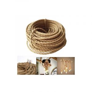LED Lighting Fil de lin électrique à 3 conducteur, 3x 0.75mm² Câble Cordon d'alimentation 10M Rétro Tressé Industriel Corde pour lampes Suspension