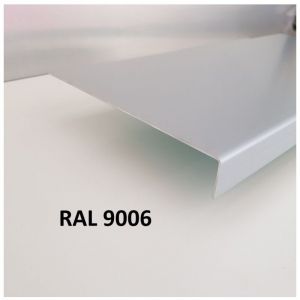 Alucouleur - Bande de Rive Aluminium Gris ral 9006 (1 pli, retour 20 mm, ep 1mm) Hauteur : 60 mm