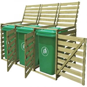 Maison Chic - Abri de poubelle Cache-poubelle triple 240 l Bois imprégné 13825