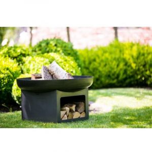 Farmcook - Brasero de jardin fatapera avec range bois en acier-&Oslash; 80cm-Acier naturel-60 -70 - 80---Acier naturel