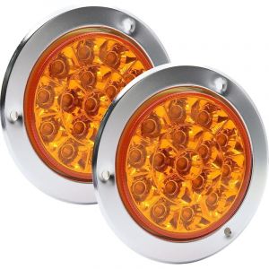 2CPS 4 Inch LED Feu Arri&egrave;re de Freinage Ambre,16LED Frein Stop Turn Feu Arri&egrave;re Chrome Anneau &eacute;tanche IP67