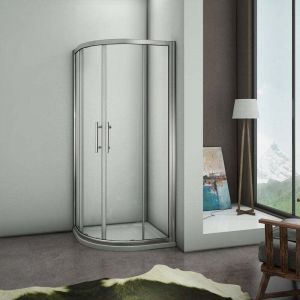 [PRODUIT D'OCCASION]Cabine de douche 1/4 rond verre transparant anticalcaire 90x195cm profil&eacute; en chrom&eacute; brillant