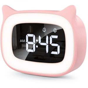 R&eacute;veil Educatif, LED Veilleuses Pendules horloges de Chambre d'enfant Kid Sleep Jour/Nuit Lumineux, Snooze R&eacute;veil 5 Couleurs,18 Types de Musique, 2