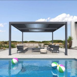 Purple Leaf - Pergola Bioclimatique 4,24 x 3,68 m Pergola Aluminium Lames Orientables Superficie 15,6 m&sup2; Tonnelle de Jardin Exterieur Belv&eacute;d&egrave;res pour