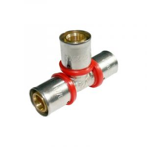 Suinga - T&eacute; pour tube multicouche 16 mm, &agrave; utiliser avec machine &agrave; sertir, gris