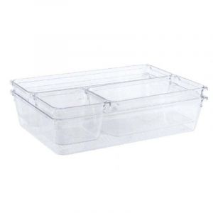 Boite Stockage pour Tiroir, Grand Bac Plastique pour Couverts et Autres Accessoires, Transparent,ensemble de 4 pi&egrave;ces
