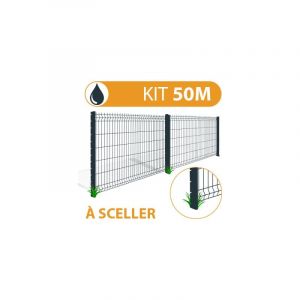 Kit Grillage Rigide Gris Anthracite 50M - jardipremium clips+ - Fil 4/5mm - 1,23 mètre