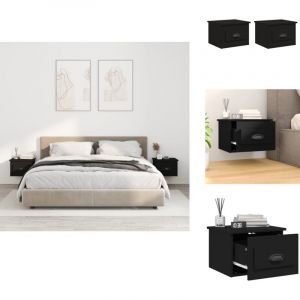 Tables de chevet murales 2 pcs noir 41,5x36x28 cm - Table De Chevet Murale - Meuble De Chevet Mural - Table De Chevet Flottante - Table De Nuit