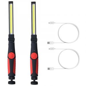 Lot de 2 lampes de travail LED rechargeables,lampe de travail magn&eacute;tique sous le capot, lampe de travail COB sans fil aliment&eacute;e par batterie pour