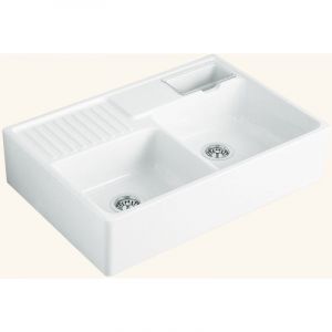 Evier timbre d'office céramique blanc Villeroy&boch tradition 2 bacs 1/2 - blanc