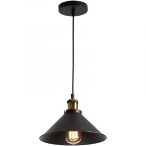 Lustre, suspension contemporaine en m&eacute;tal avec abat-jour noir, finition noir mat, style industriel, r&eacute;glable, pour &icirc;lot de cuisine ou salle &agrave; manger