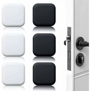 ZVD - 6 Pi&egrave;ces But&eacute;e de porte murale noire/blanche adh&eacute;sive 45mmx45mm Bloc porte Stop porte mural adhesif Butoir porte mural adhesif