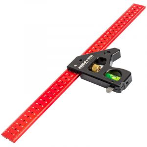 APEX &Eacute;querre combin&eacute;e, trusquin de menuisier 45/90 degr&eacute;s avec niveau &agrave; bulle, &eacute;querre de menuisier r&eacute;glable - 30,5 cm (12 po)