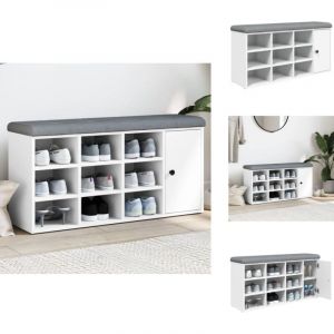 Banc à chaussures blanc 102x32x50 cm bois d'ingénierie - Banc Chaussure - Banc Entrée - Rangement Chaussures - Meuble Salle D'entrée - Banc Coffre
