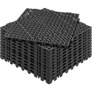 Vevor - Lot de 12 Dalles de Jardin Piscine 30x30x1,5 cm Noir Dalle Clipsable Ajouree Antiderapante en pvc Drainage Rapide Revetements de Sol