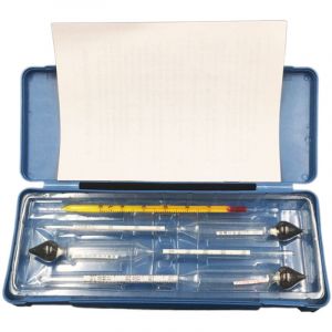 Alcooliste, thermom&egrave;tre, &eacute;prouvette gradu&eacute;e, alcoom&egrave;tre &agrave; trois groupes