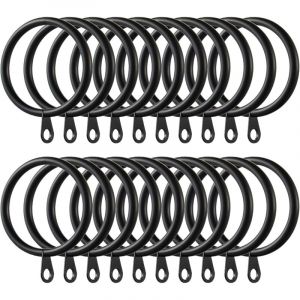 40Pi&egrave;ces Anneaux de Rideau, Anneaux de Suspension en M&eacute;tal de Rideaux pour Rideaux et Tringles, 38mm Diam&egrave;tre Int&eacute;rieur (Noir) - Ahlsen