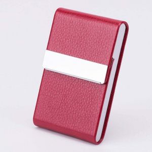 1 Pcs &Eacute;tui Cigarette en M&eacute;tal Boite Rouge a Cigarettes Porte Cigarette en PU Cuir Etui Paquet Cigarette Paquet de Cigarettes Slim pour Hommes Femmes