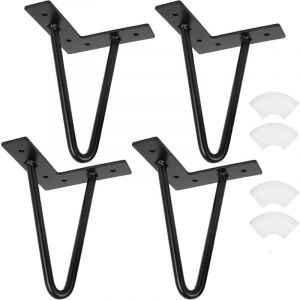 Ulisem Pied de meuble, Pied &Eacute;pingle 20cm/ 8in, Hairpin Legs Support de Table en Fer Forge, Pied de Meuble M&eacute;tal Noir pour Table Basse - Lot de 4