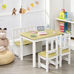 Design In - Ensemble Table Chaises Enfant Table 2 Chaises Banc Rangement 2 en 1 Naturel CW56400