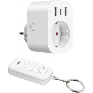 DEWENWILS Multiprise 4 en 1 avec USB, prise sans fil avec t&eacute;l&eacute;commande, prise et USB commutable individuellement, indicateur LED