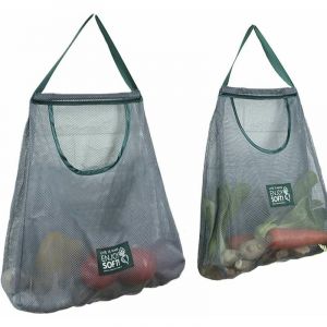 Sacs de Rangement Muraux pour L&eacute;gumes, 2 Pcs Sacs en Filet D'&eacute;picerie R&eacute;utilisables, Sac de L&eacute;gumes D'&eacute;picerie &Eacute;cologique, Sac &agrave; Provisions en Filet,