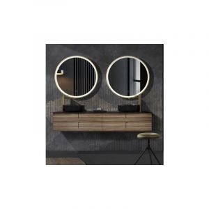 Imex Products - Miroir avec éclairage led pour salle de bain, chambre, dressing rond, éclairage frontal tri-LED double capteur antibuée ø 70 cm Or