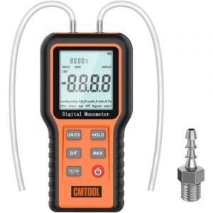 Manomètres Différentiel Manomètre Numériques Manomètre Portable Double Port Manomètre de pression avec 12 unités sélectionnables Manomètre de gaz