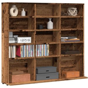 Armoire &agrave; CD-&Eacute;tag&egrave;re range CD-Meuble de rangement vieux bois 100x23x89,5 cm bois d'ing&eacute;nierie 280760