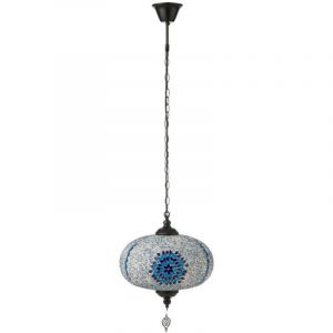 Lampe Suspension Mosa&iuml;que "Neal" 30cm Bleu